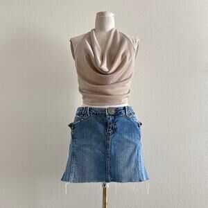 handmade sparkle tan cowl neck halter top